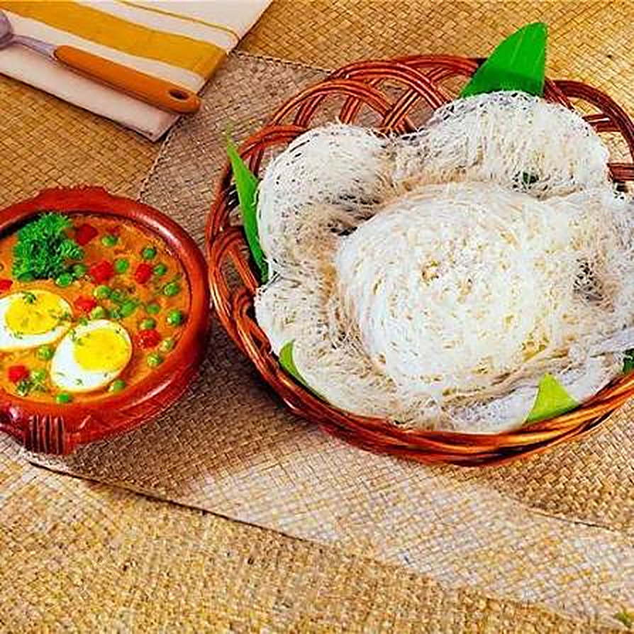 Idiyappam and egg curry